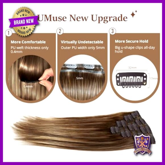 18 Inch Remy Human Hair Extensions, 8pcs 120g, Seamless PU Weft main image 5